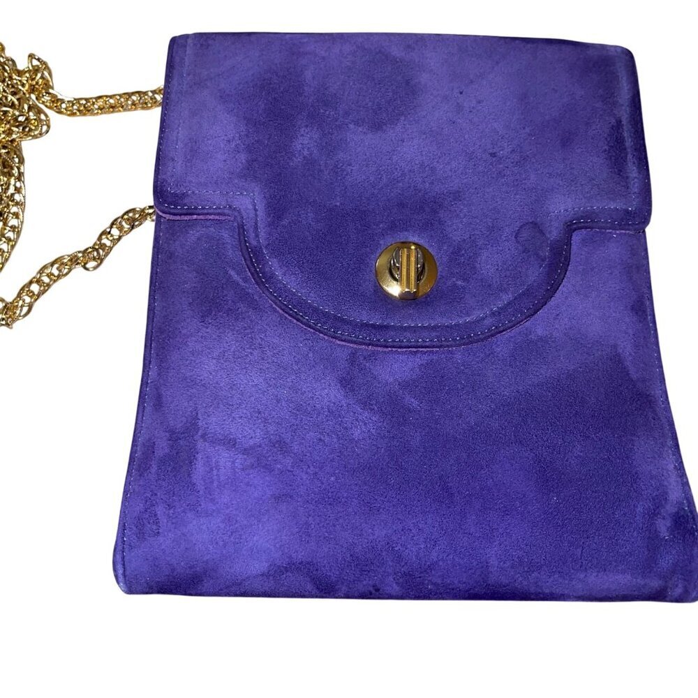 Frenchy of California Vintage Womens Chain Bag Purple Suede - Picture 2 of 16